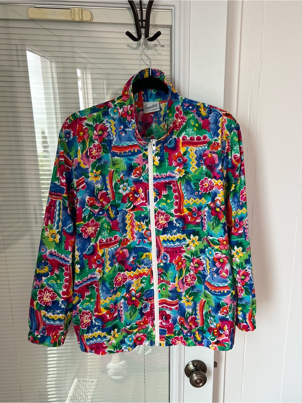 Vintage Koret Floral Multicolor Zip Jacket in Blue, Pink, Green